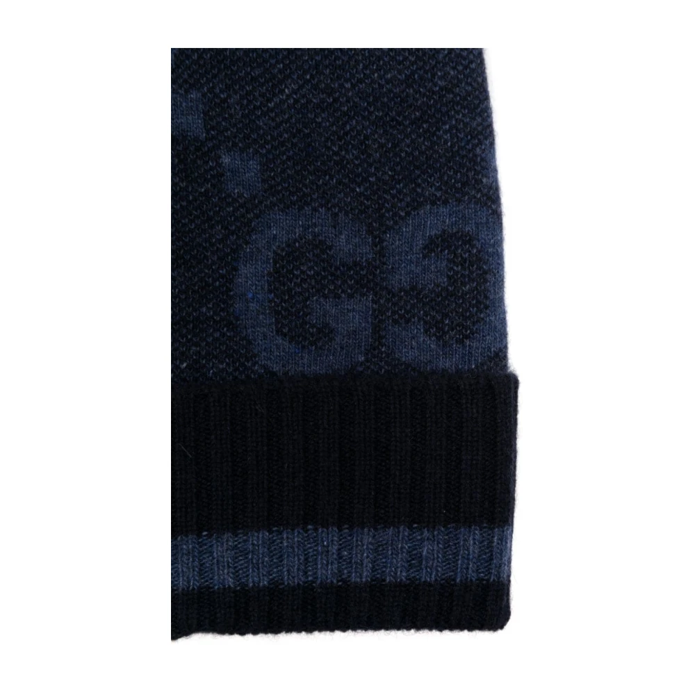 Gucci Navy Blue Gebreide Jacquard Hoeden Blue Dames