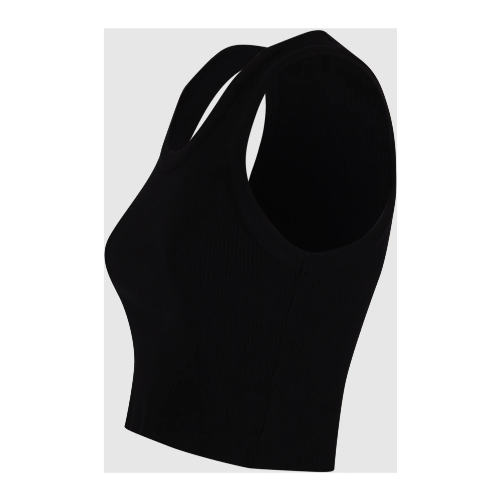 Agolde Geribbelde tanktop met sportieve snit Black Dames