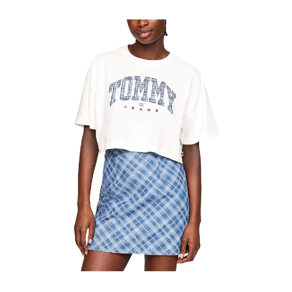 Tommy Hilfiger Casual Cropped T-shirt met Kenmerkend Logo White Dames