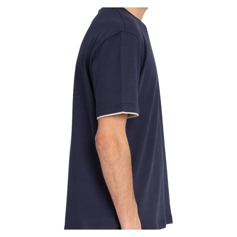 Eleventy V-hals Tee in Giza Katoen Blue Heren