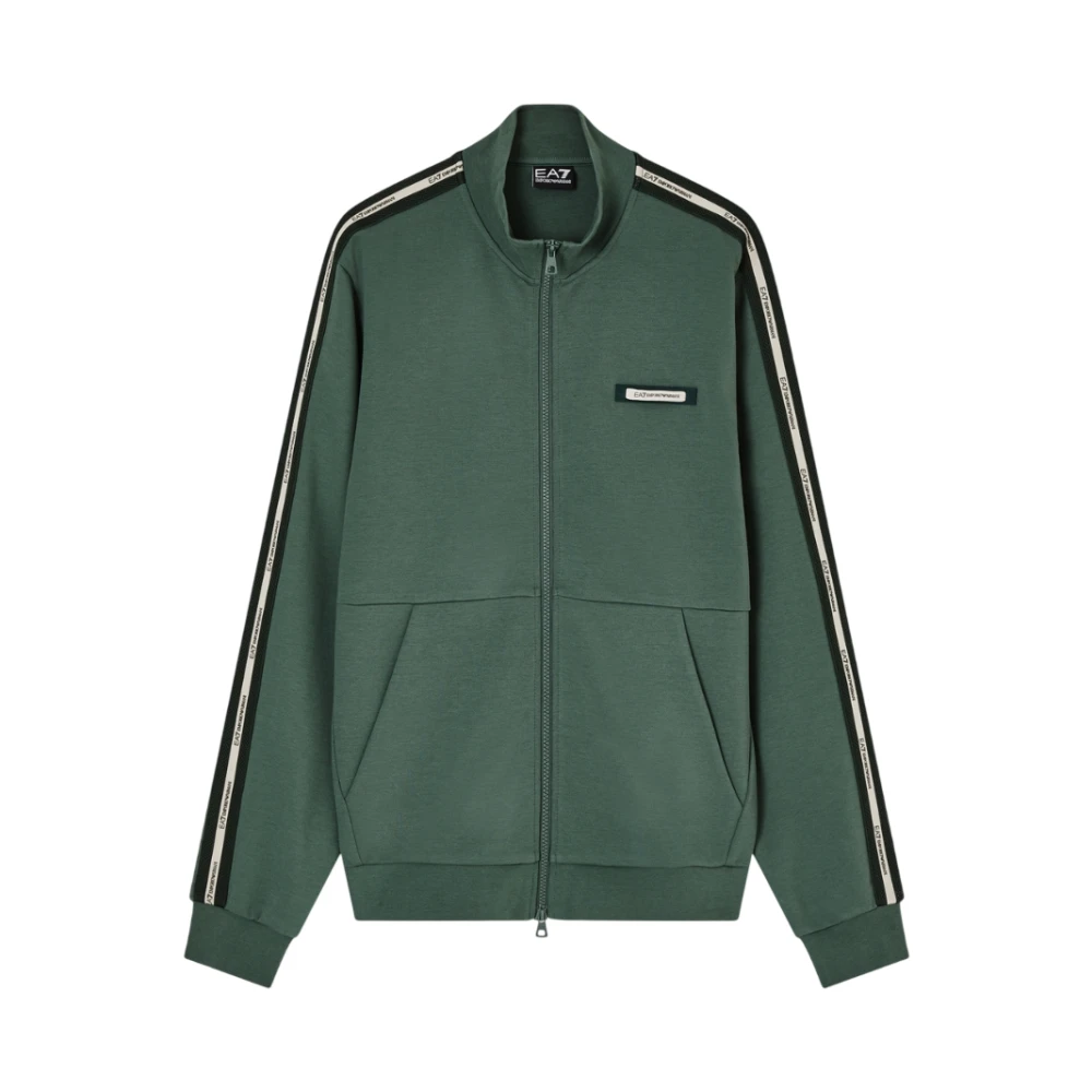 Emporio Armani Ea7 Men's Green Logo Detail Zip-Through Sweatshirt
