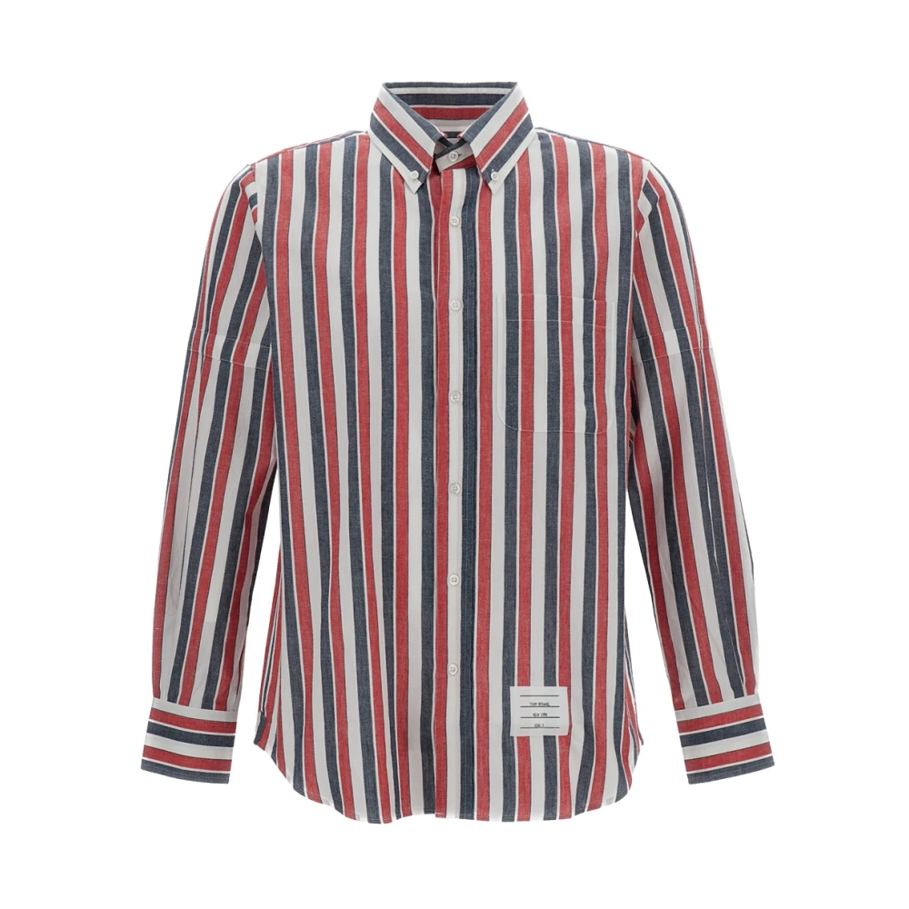 Thom Browne Men's Multicolor Casual Shirts, L, Striped Cotton Shirt