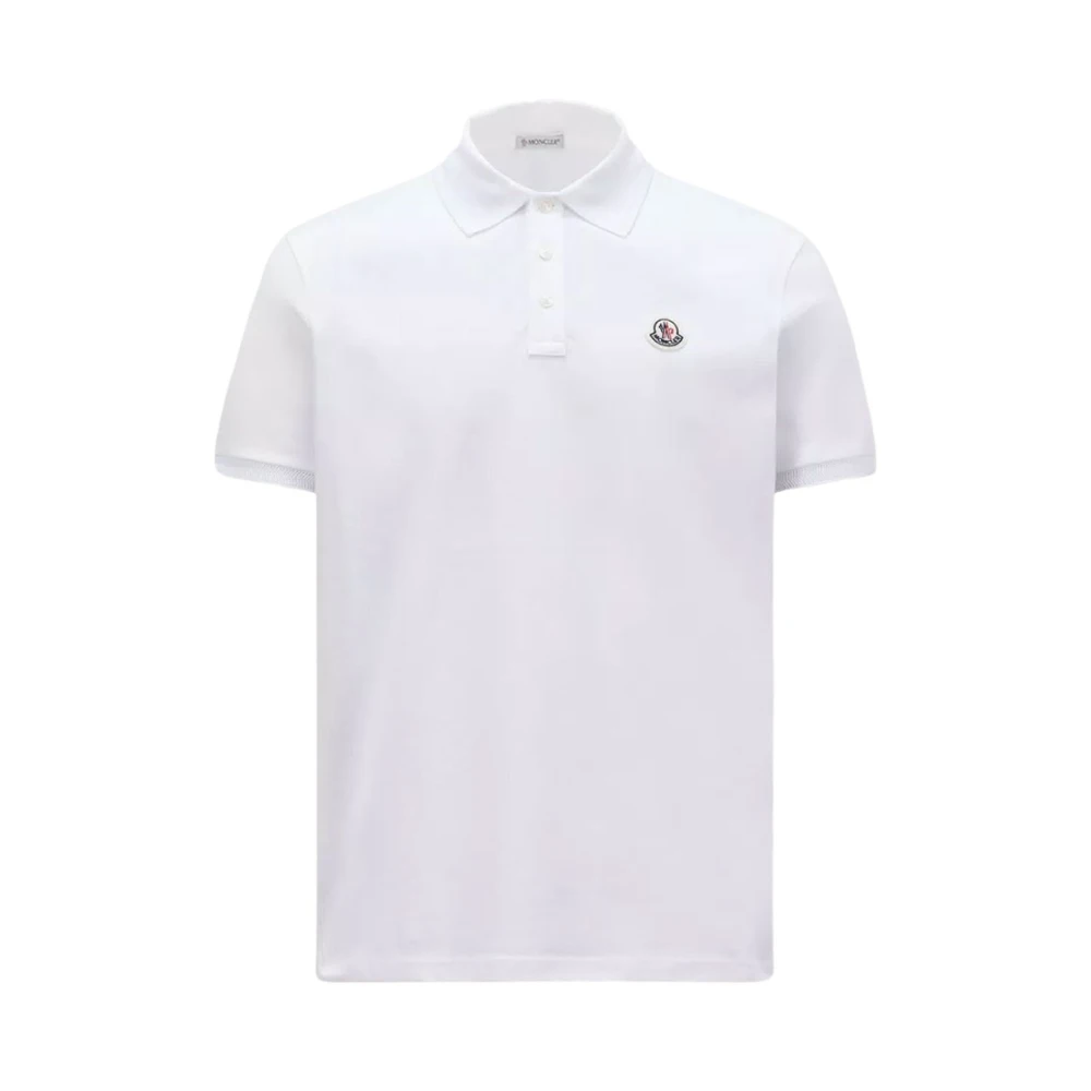 Moncler Logo Patch Polo Klassiek Wit Katoen White Heren
