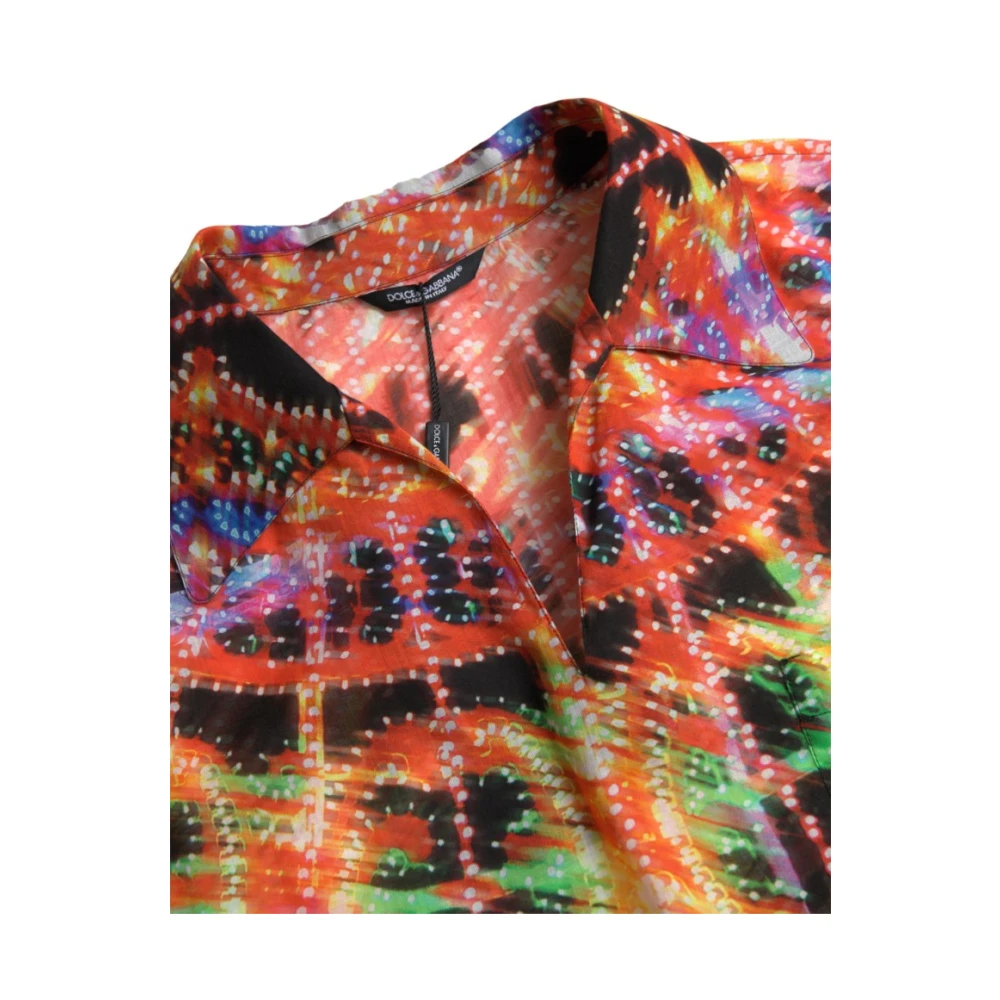 Dolce & Gabbana Multicolor Luminarie Print Cotton Polo Shirt Multicolor Heren