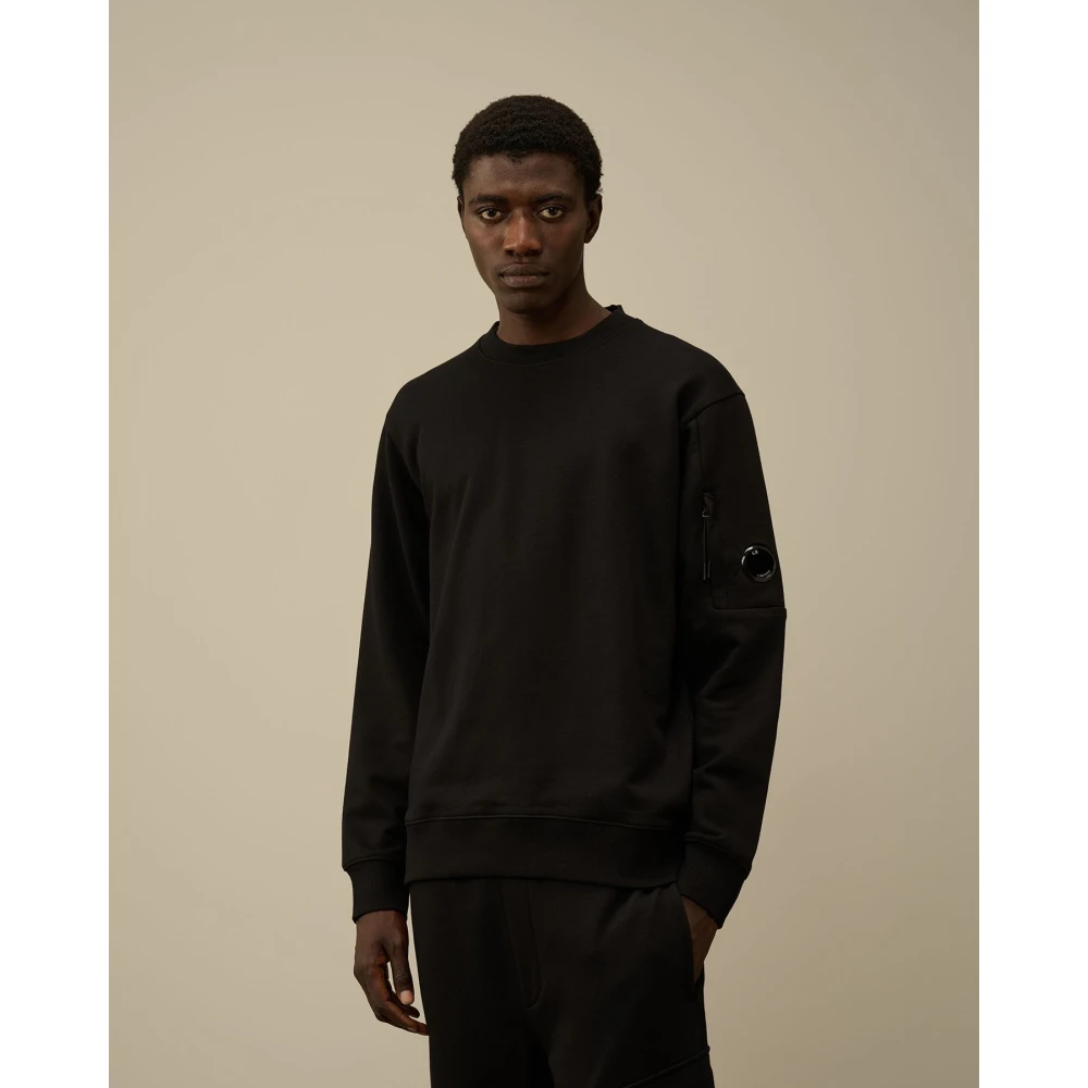 C.P. Company Zwarte Diagonaal Verhoogde Fleece Sweatshirt Black Heren