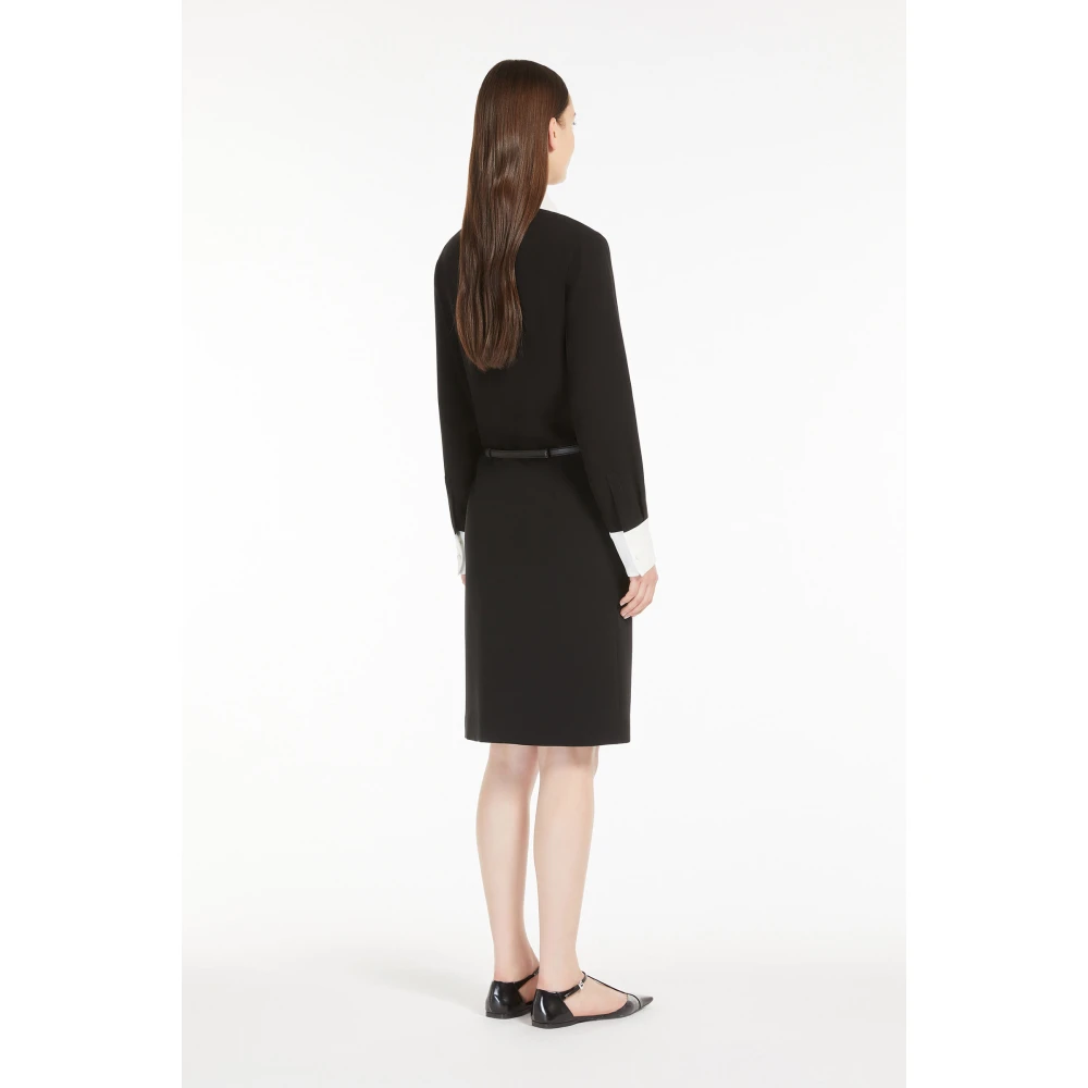 Max Mara Studio Zwarte overhemdjurk met contrasterende kraag Black Dames