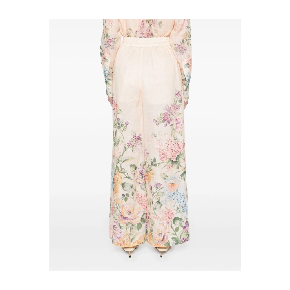 Zimmermann Beige Wijde Linnen Broek Multicolor Dames