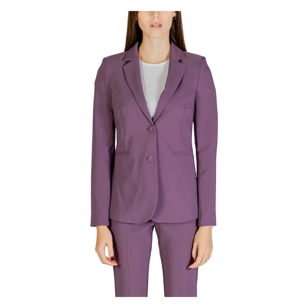 Sandro Ferrone Paarse Geknoopte Blazer met Zakken Purple Dames
