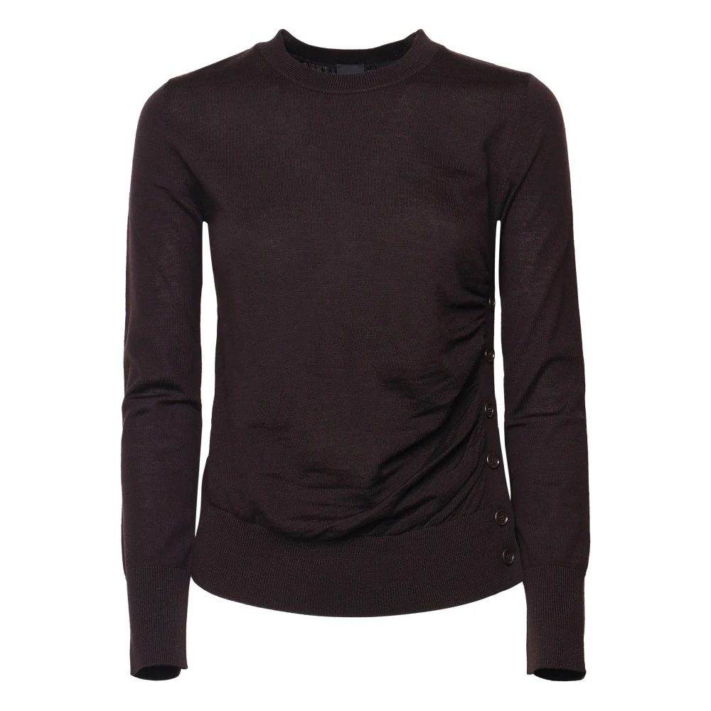 Pinko Women's Brown Round-Neck Knitwear, S, Wool Tricot Jumper