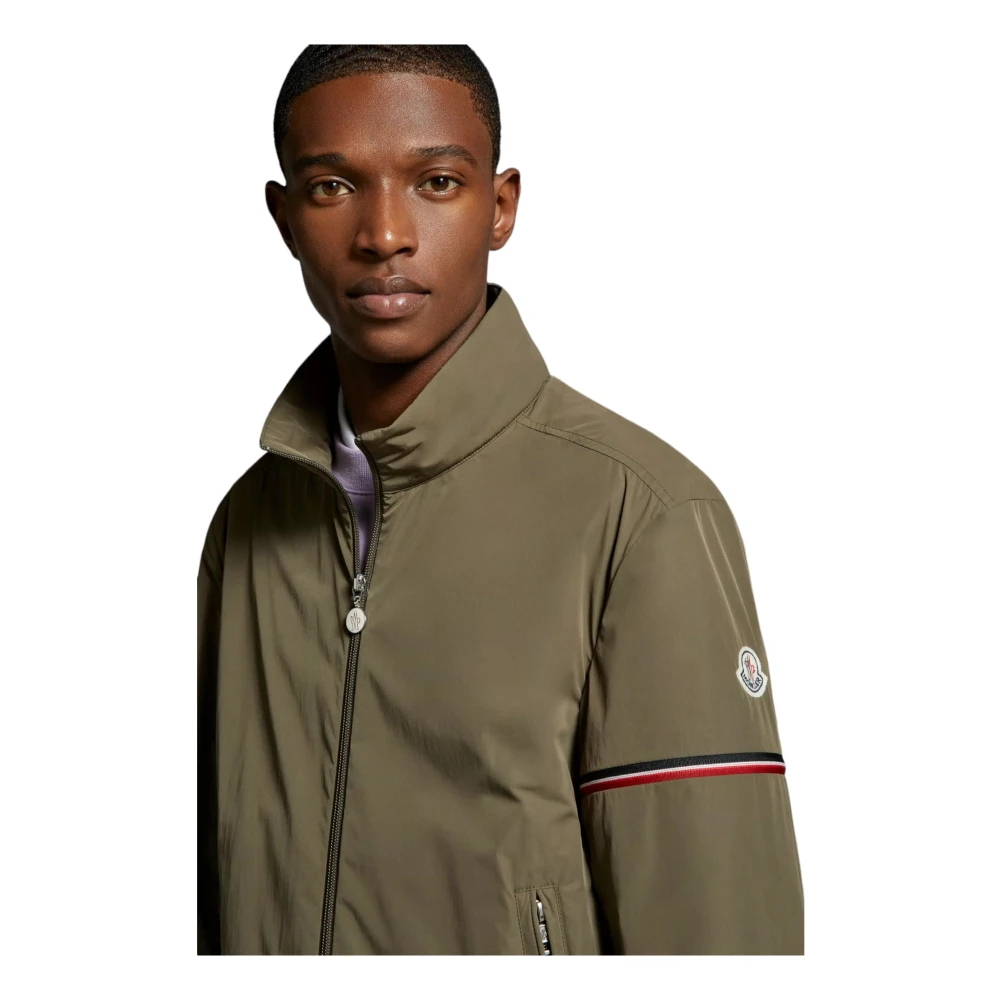 Moncler Groene Ruinette Jas met Driekleurige Rits Green Heren