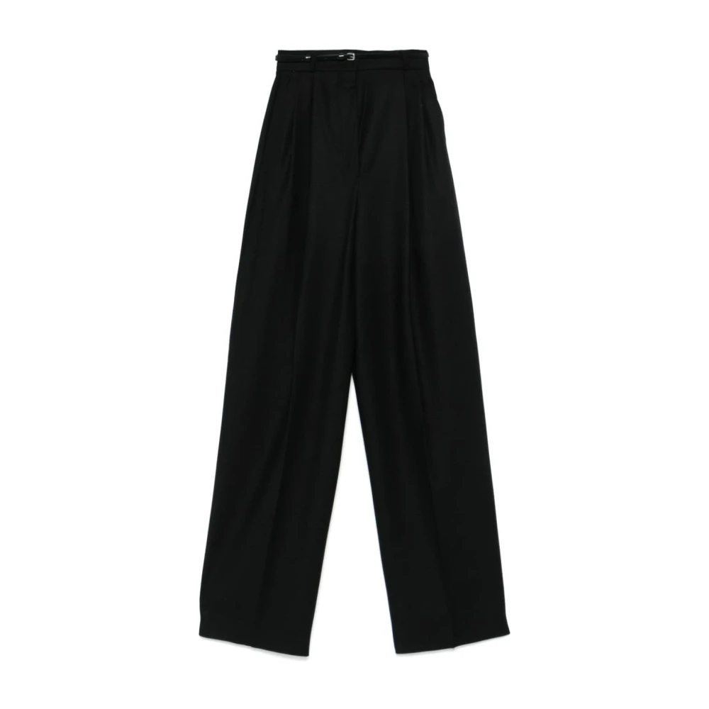 SPORTMAX Zwarte Wollen Stretch Oversize Broek Black Dames