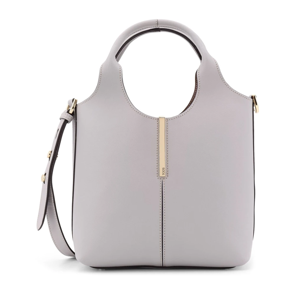 TOD'S Leren handtas met metalen detail Gray Dames