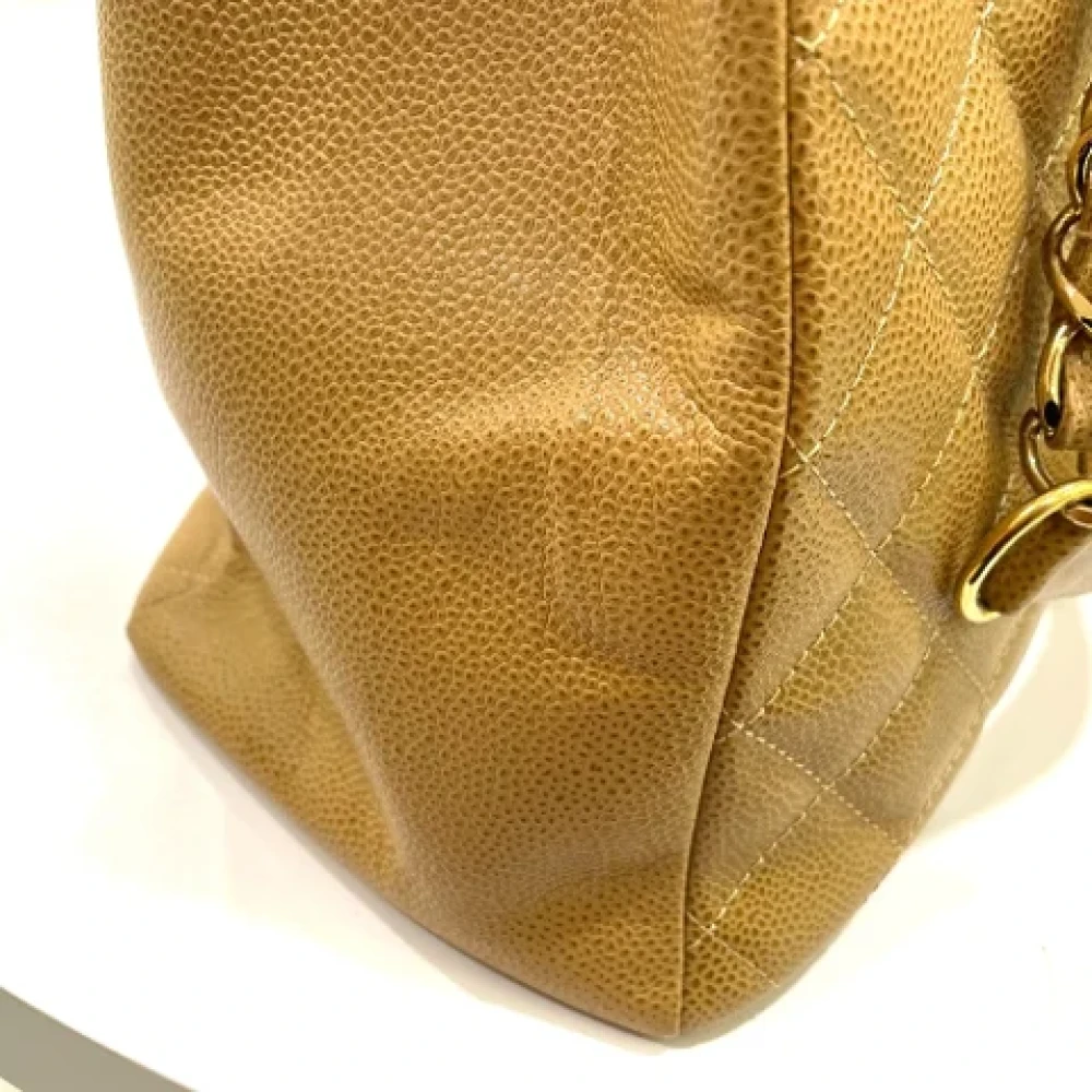 Chanel Vintage Pre-owned Leather totes Beige Dames