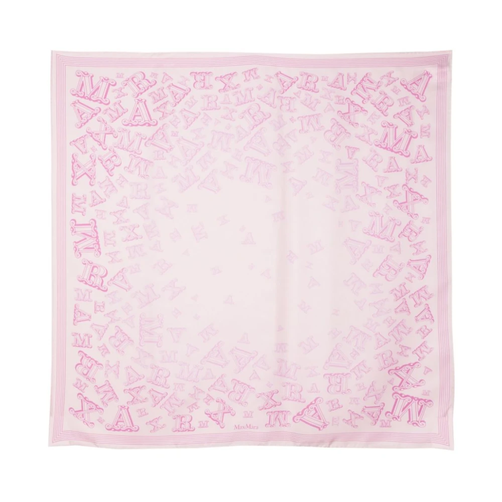 Max Mara Zijden Sjaal Blush Pink Logo Print Multicolor Dames