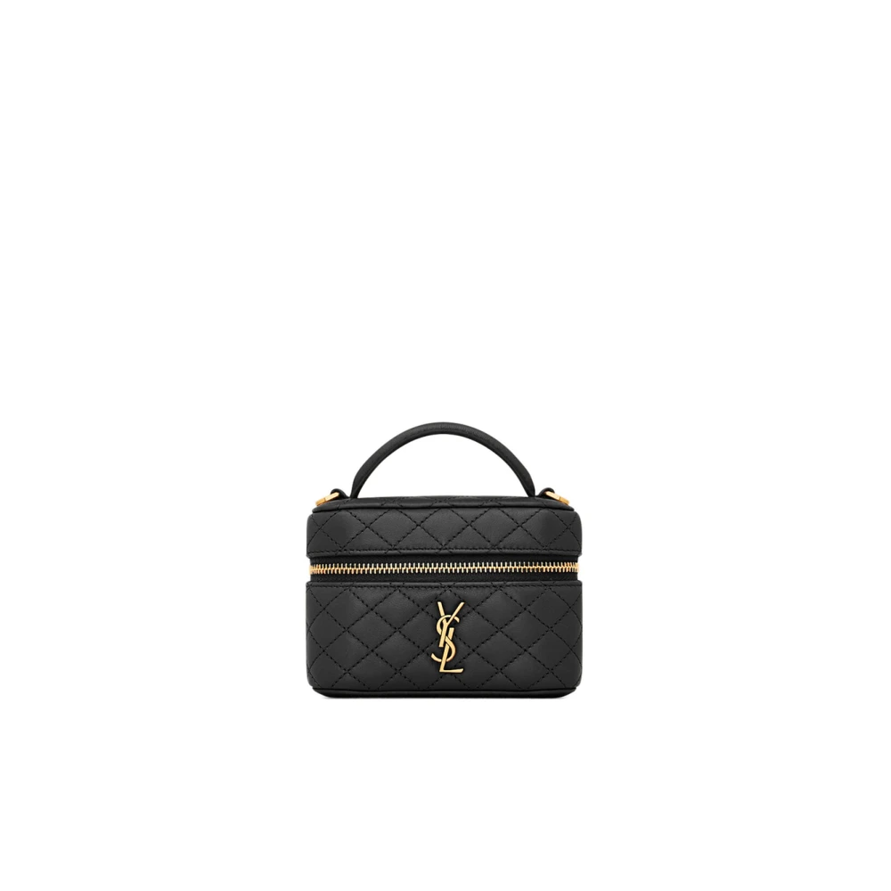 Saint Laurent Zwarte Leren Crossbody Tas Rits Sluiting Black Dames