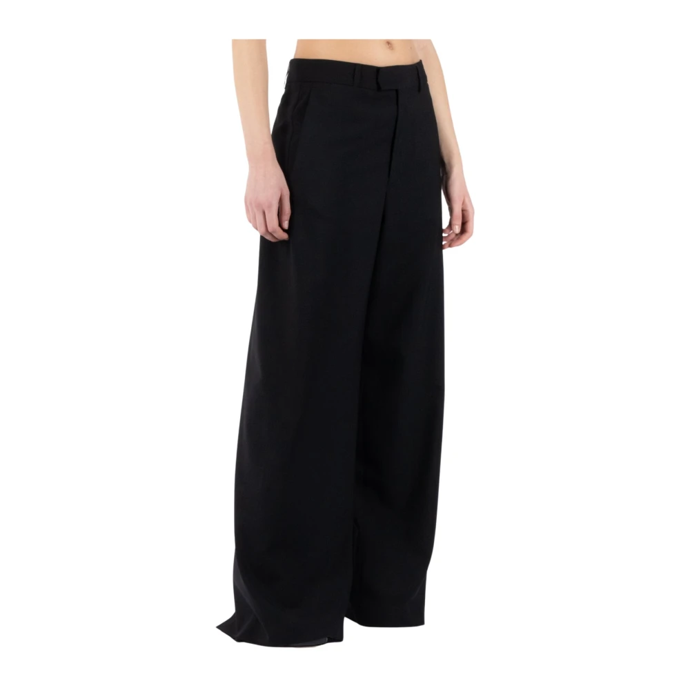 MM6 Maison Margiela Wijde Pijp Wollen Broek Zwart Black Dames