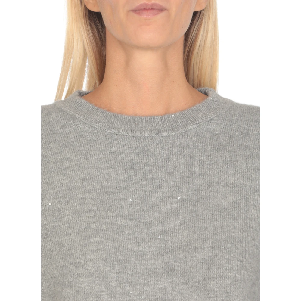 Fabiana Filippi Grijze Wollen Trui met Pailletten Gray Dames
