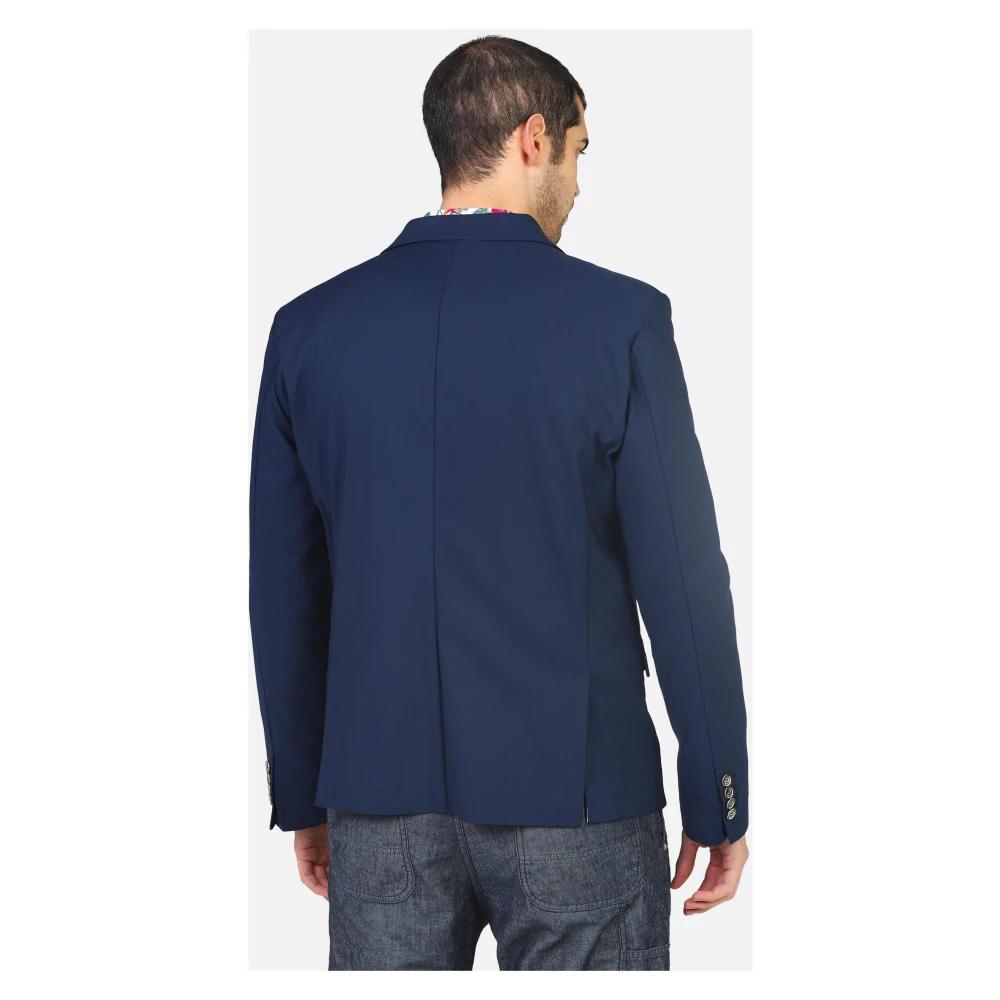 Gianni Lupo Single-Breasted jas met klepzakken Blue Heren
