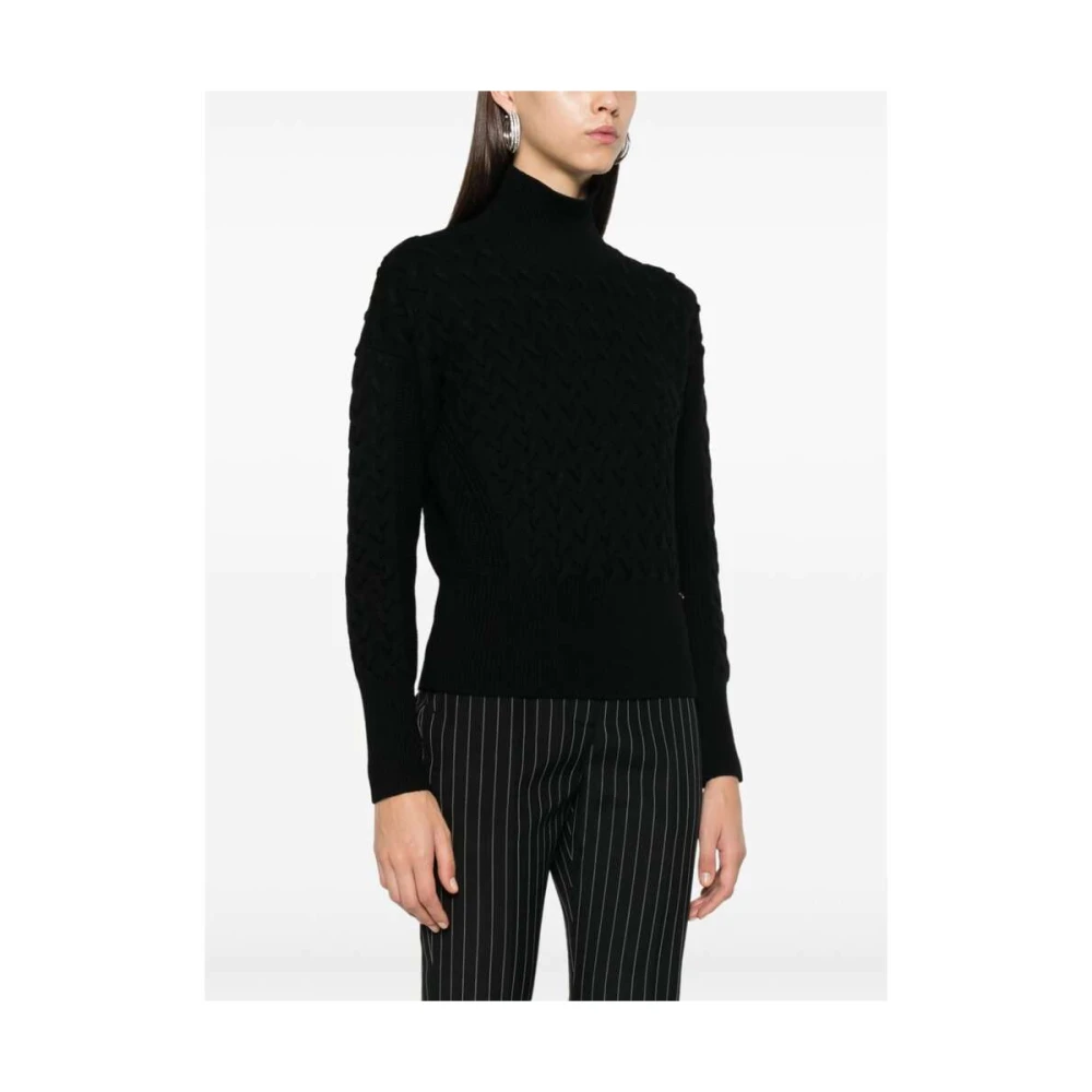 Herno Zwarte Wollen Gebreide Mock Neck Sweater Black Dames