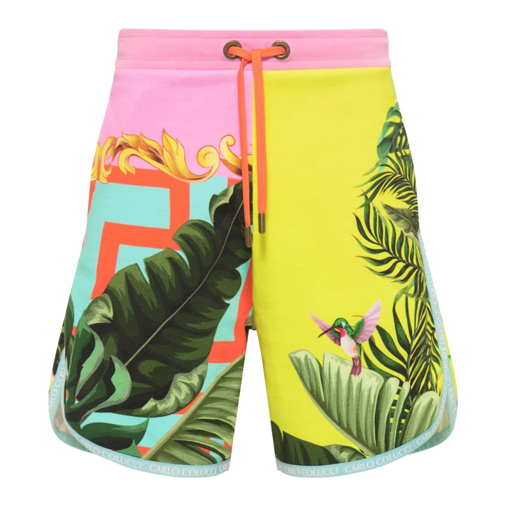 Carlo Colucci Women's Multicolor Casual Shorts, M, Colorful Printed Short Curia