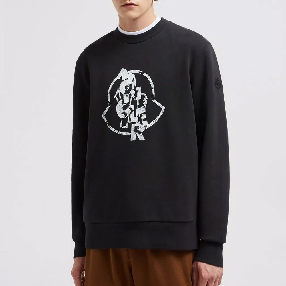 Moncler Grafische Print Loose Fit Sweatshirt Black Heren