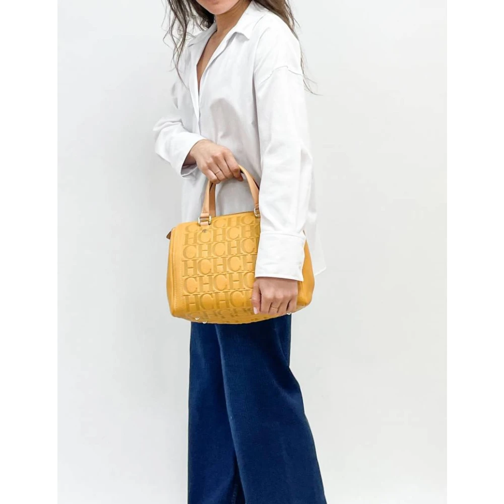 Carolina Herrera Andy 7 Tatuado Mimosa Leren Tas Yellow Dames