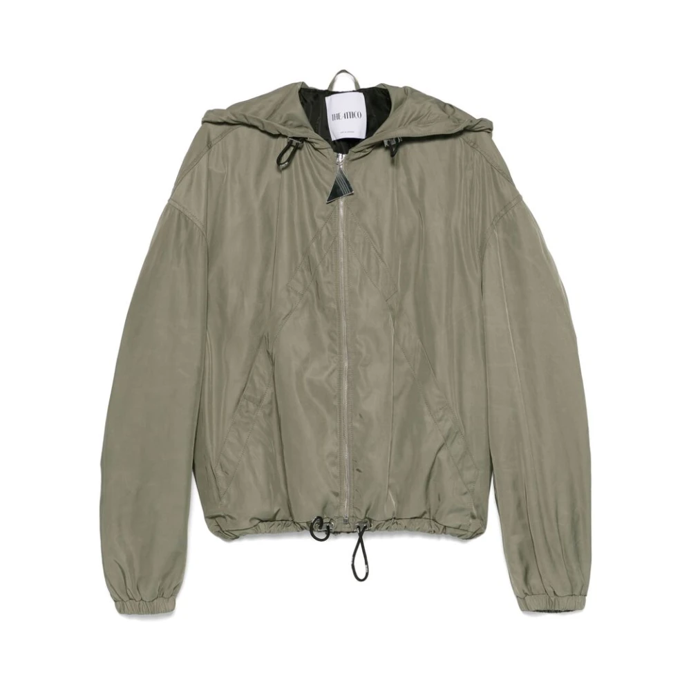 The Attico Olijfgroene Hoodie met Rits Green Dames