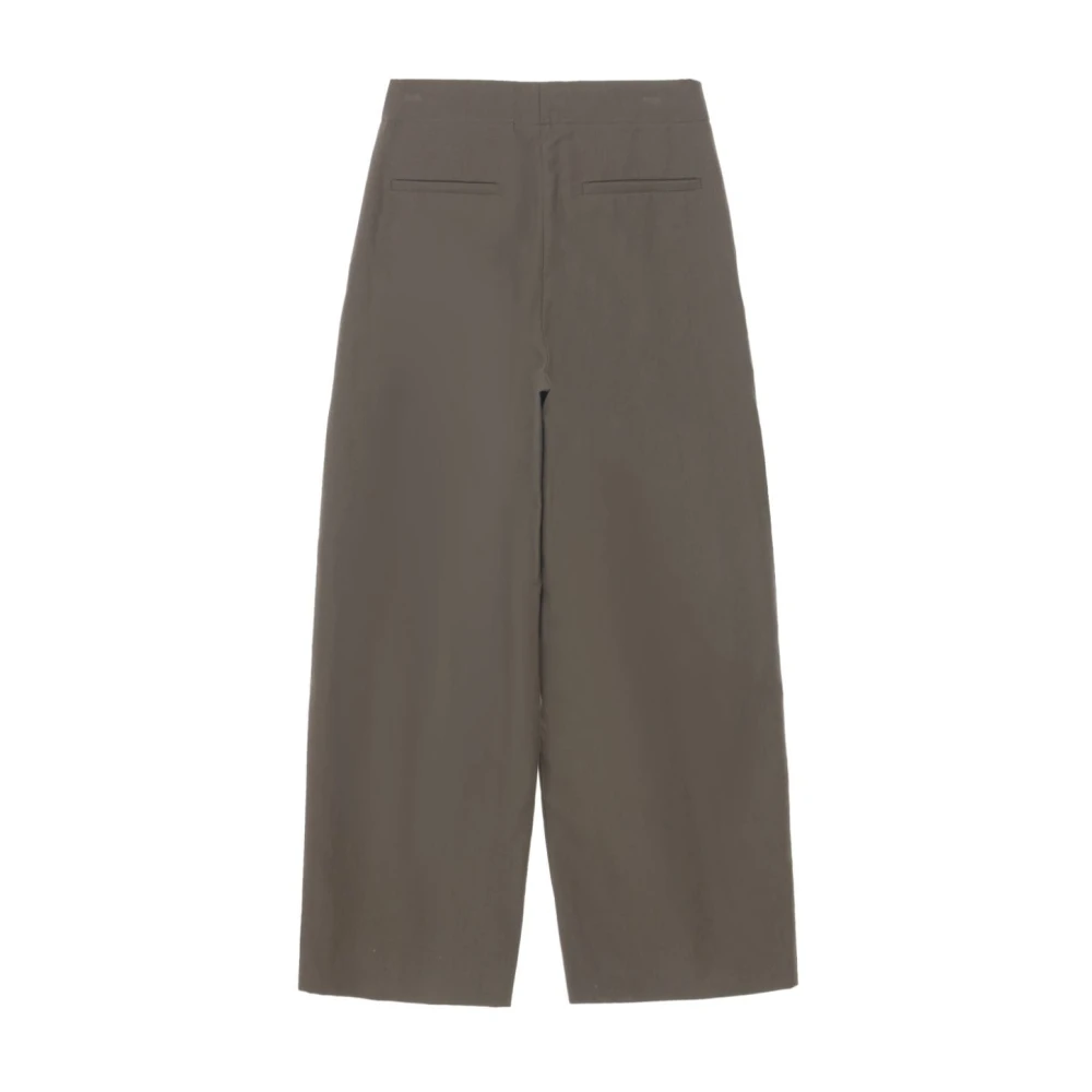 Studio Nicholson Bruine Katoenmix Broek met Plooien Brown Dames