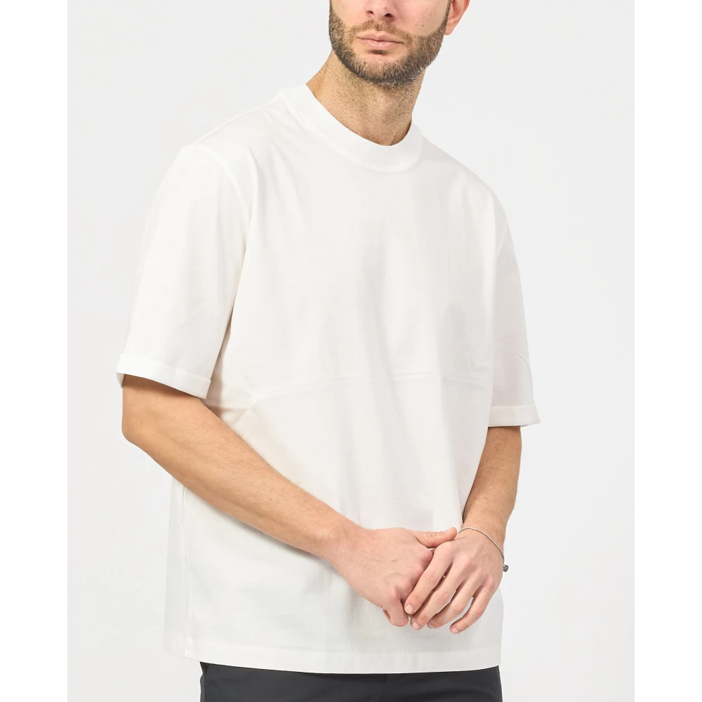 Armani Exchange Witte T-shirt met opgerolde mouw White Heren