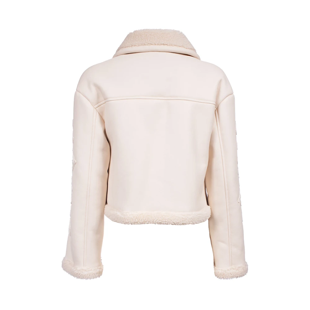 Ermanno Scervino Eco Shearling Jas Geborduurde Mouwen White Dames