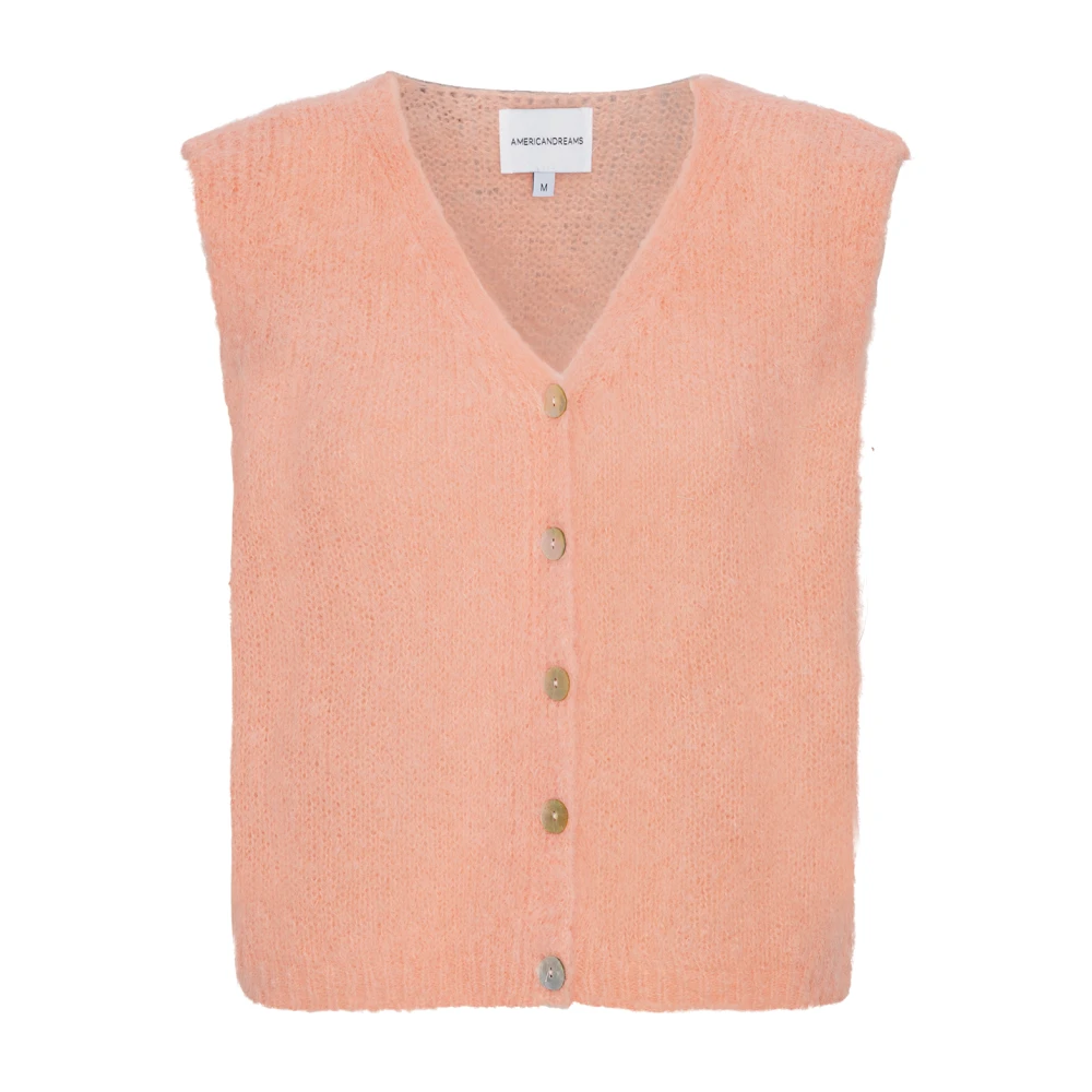 American Dreams Alpaca Wol Perzik Vest Orange Dames