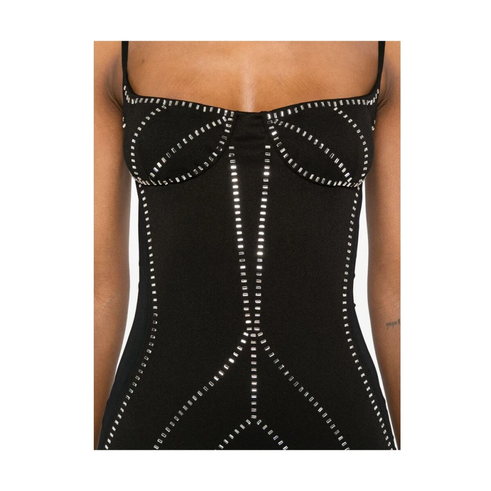 The Attico Zwarte Jurk met Strassversiering Black Dames