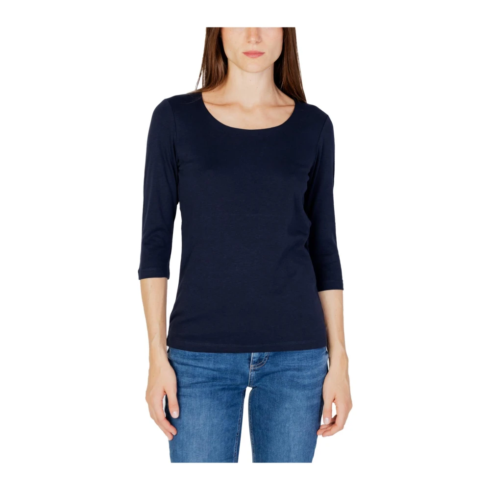 Street One Women's Blue 3/4 Sleeve Casual T-Shirt - Long Sleeve T-Shirts - Xs- Tops