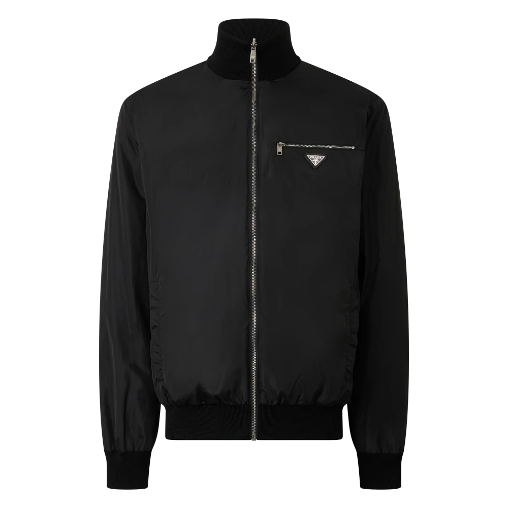 Prada , Bomber Jackets, Male, Black, M, Wool X Re-Nylon Reversible Jacket