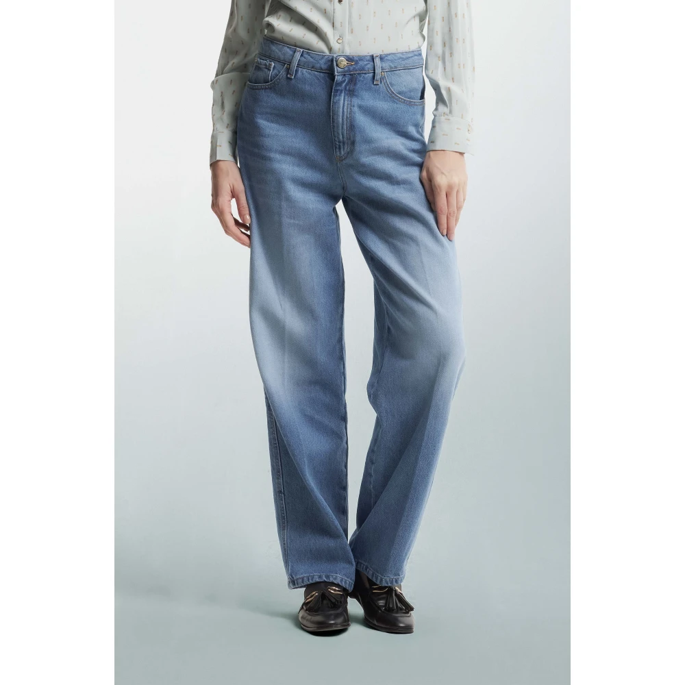 Kocca Stone-Washed Straight Leg Jeans Blue Dames