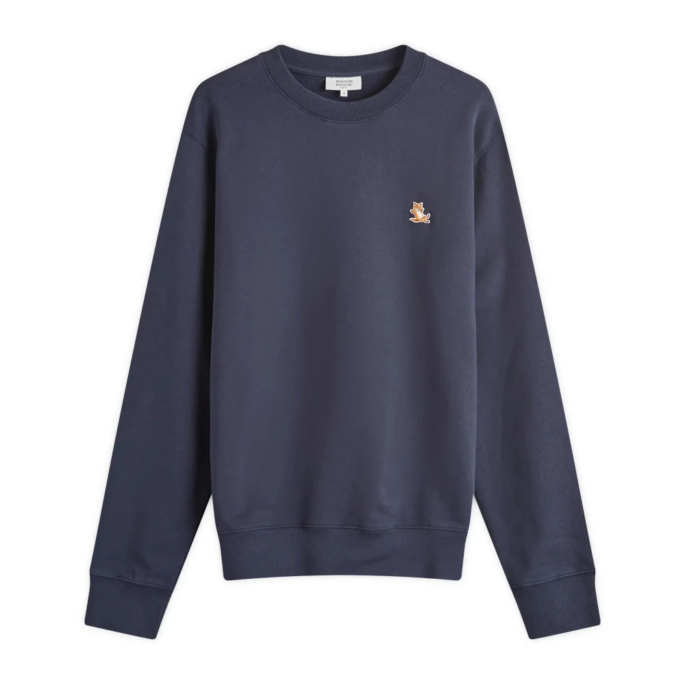 Maison Kitsuné Logo Patch Regular Sweatshirt Blue Heren