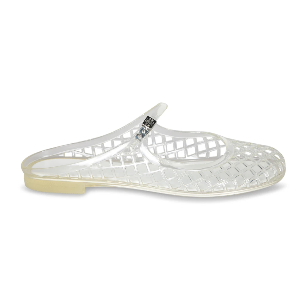 Tory Burch Women's White Mules, 5 Uk, Metallic Mesh Sandals For