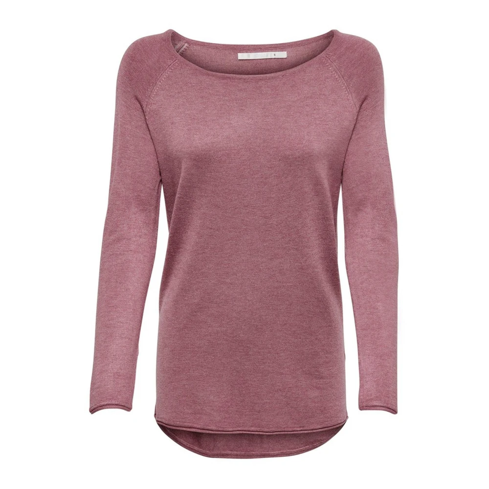 Only Women's Pink Long Sleeve T-Shirts, L, Round Neck Knitwear For