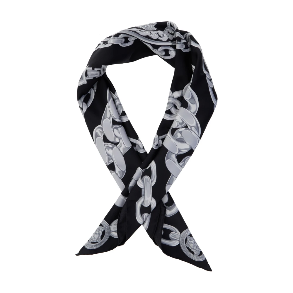 Versace Zwart Zijden Sjaal met Medusa Print Black Heren