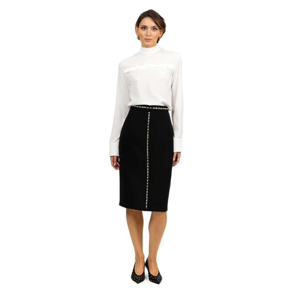 N21 Zwarte kokerrok met strass versieringen Black Dames