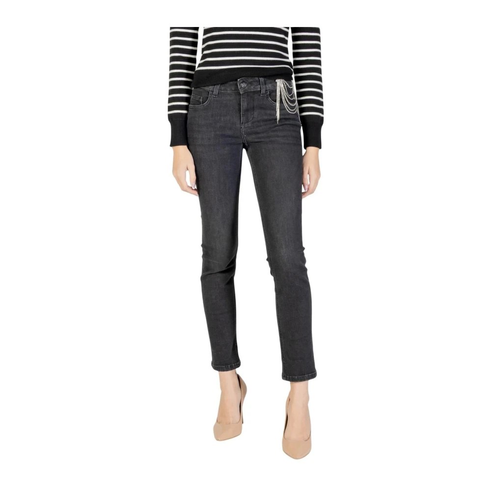 Liu Jo Women's Black Zip And Button Fastening Jeans With Front And Back Pockets