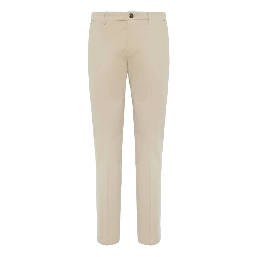 Boggi Milano Mannelijk Beige Broeken Heren, W34, Katoen, Stretch Katoenen Broek