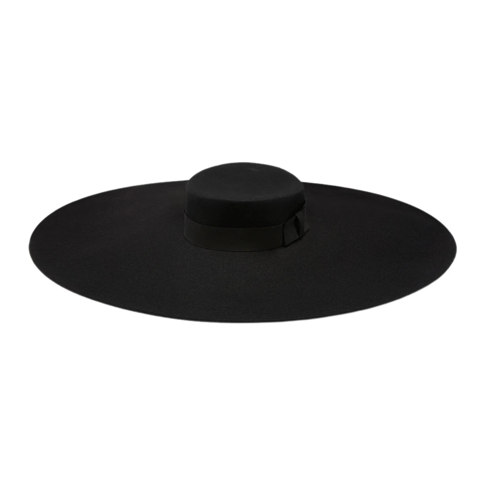 Nina Ricci Zwarte brede rand wollen capeline Black Dames