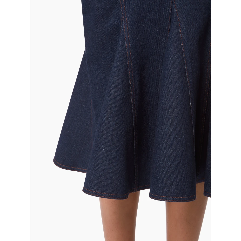 Nina Ricci Blauwe Denim Midi Rok Blue Dames