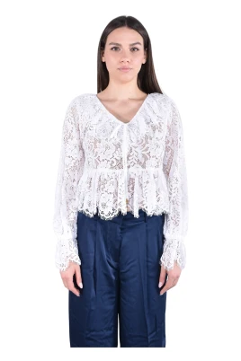 Corded Floral Lace V-neck Blouse
