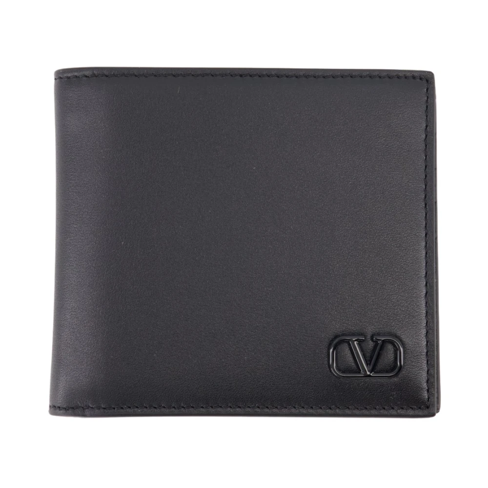 Valentino Garavani Zwarte Leren VLogo Signature Portemonnee Black Heren