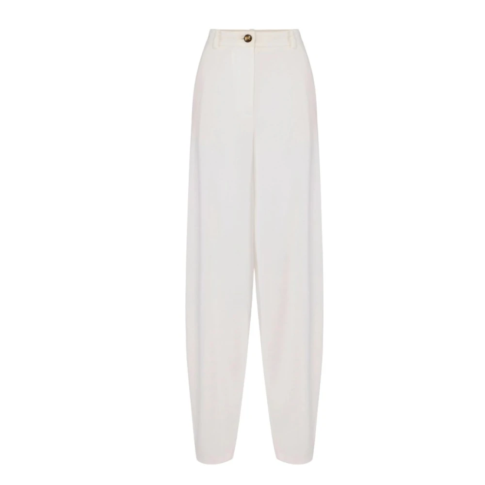 Elisabetta Franchi White Wide Trousers, Female, 2XL, Lightweight Crepe Fabric Trousers