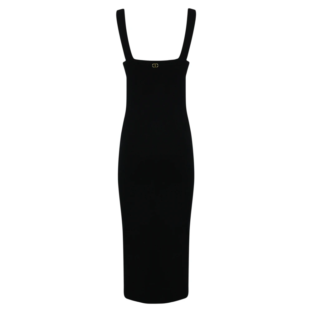 Twinset Zwarte Gebreide Jurk met Haakdetail Black Dames