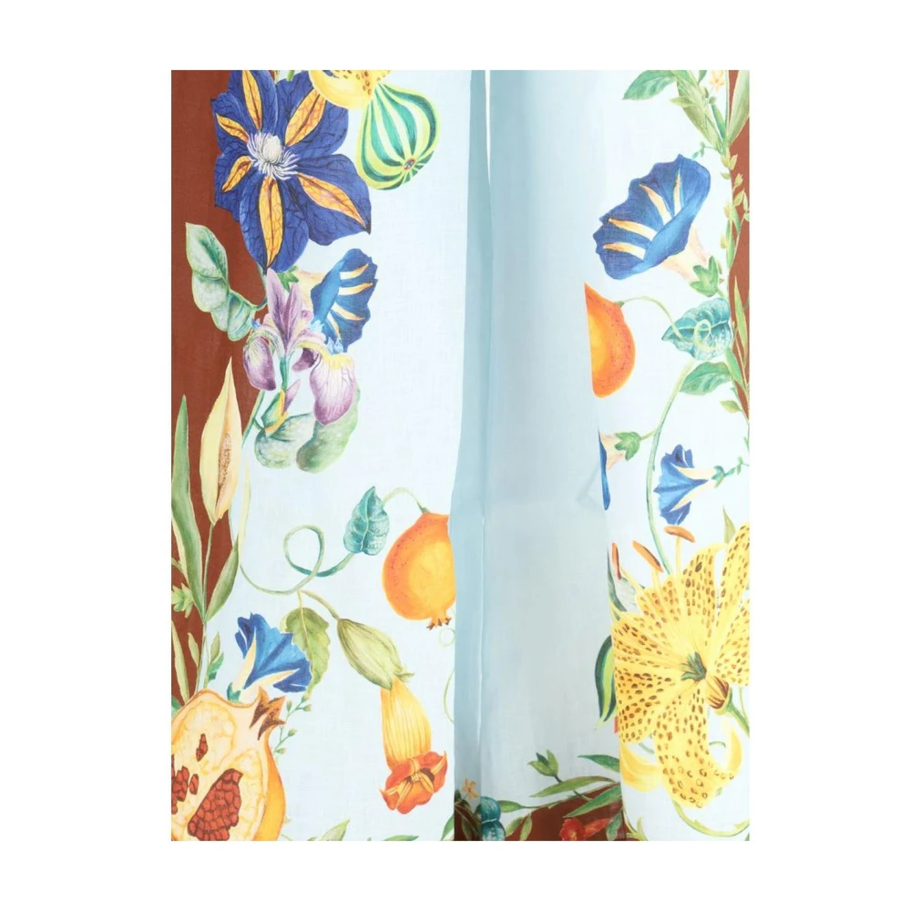 Alemais Bloemen Wijde Linnen Broek Multicolor Dames