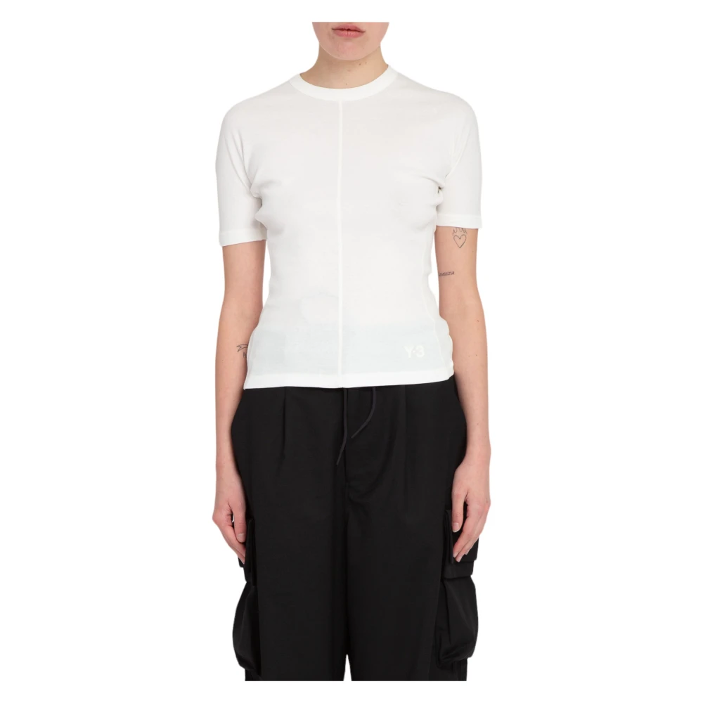Y-3 Off White Aansluitend T-shirt met Korte Mouwen White Dames